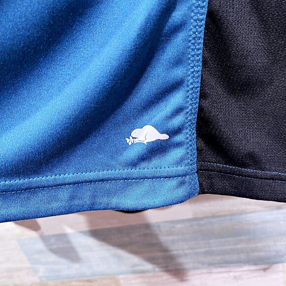 Roots Canada 1/4 Zip Performance Jersey Tech Pullover Blue Black Womens XL - Picture 3 of 8